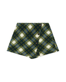 Faux Wrap Vintage Plaid Mini Skirt - Basil XXS