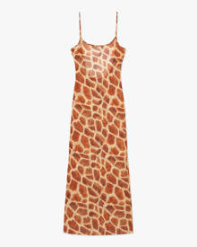 Mesh Scoop Maxi Slip Giraffe Dress - Sahara S