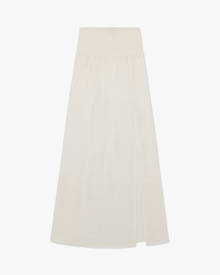 Smocked Slit Maxi Skirt - Off White XS