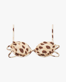 Ruched Underwire Leopard Bikini Top - Tan XS