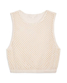 Crochet Ruched Crop Top - Off White M