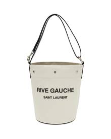 Saint Laurent Bucket Bag Monogram All Over Canvas Medium Neutral