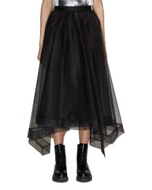 ALEXANDER MCQUEEN Tulle Layer Asymmetric Hem Midi Skirt