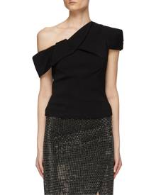 ROLAND MOURET One-Shoulder Draped Detail Cady Top