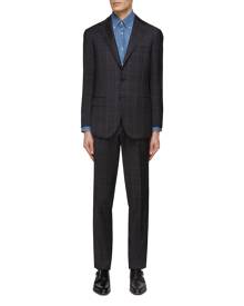 RING JACKET Plaid Single Breasted Blazer Pleated Slim Pants Suit