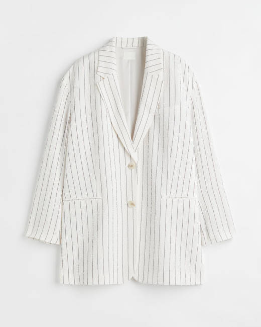 H&m black and on sale white striped blazer