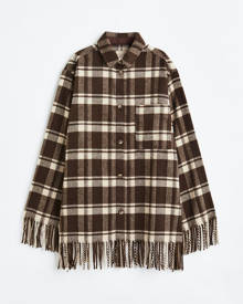 H & M - Fringe-trimmed shacket - Brown