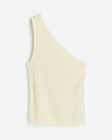 H & M - One-shoulder rib-knit top - Beige