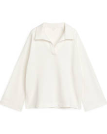 H & M - French Terry Polo Shirt - White
