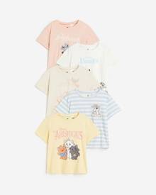 H & M - 5-pack printed jersey tops - White