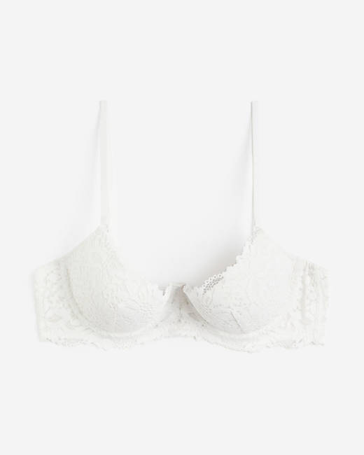 Floral Lace Soft bra, White