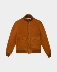 Bally Suede Leather Bomber Jacket In Brown