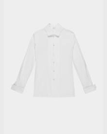 Bally Pleated Placket Shirt In White Cotton Poplin