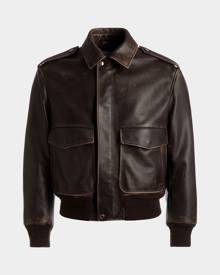 Bally Bomber Jacket In Brown Leather
